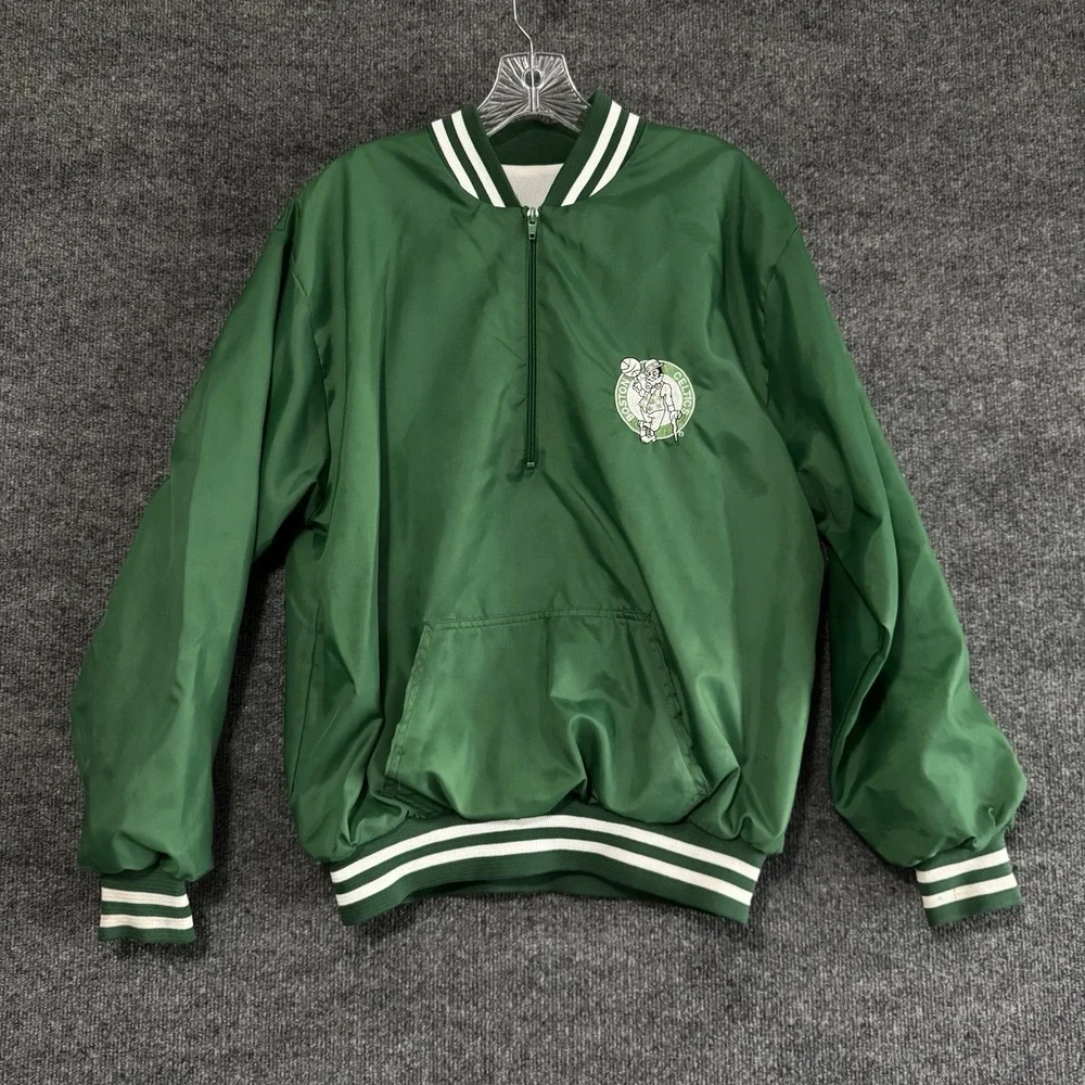 Vintage Chalk Line Boston Celtics Quarter Zip Nylon Jacket XL Pullover NBA